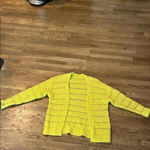 Vibrant Yellow Open-Knit Women's Sweater